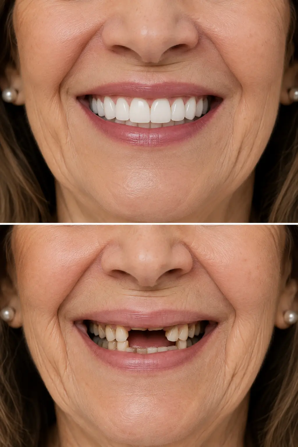 Resultado antes e depois de reabilitação oral